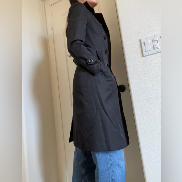 BLACK LONG BELTED TRENCH COAT - Picture 4 of 5